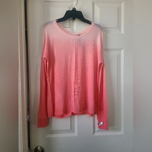 Ombre coral color long sleeve top with open back